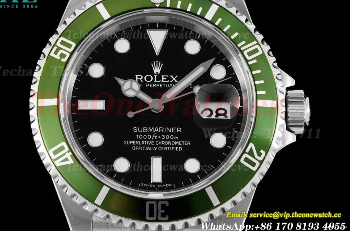 SS Green Vintage RAF SA3135 Submariner Kermit 40mm SS 16610LV 0406